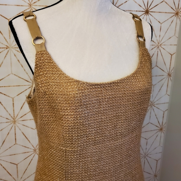 Boston Proper Tan Sparkle wool like mini dress - Picture 2 of 9